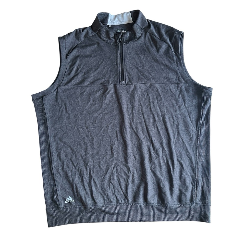 adidas Men's Size XL Gray Vest Athletic Quarter Zip Logo Capsule Mock Neck